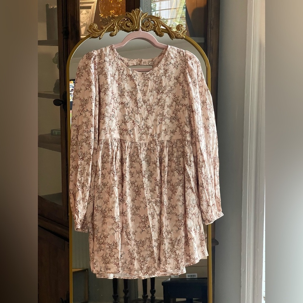 NWT Shore Brand Pink Floral LONG SLEEVE BABYDOLL DRESS in Vintage Bloom S